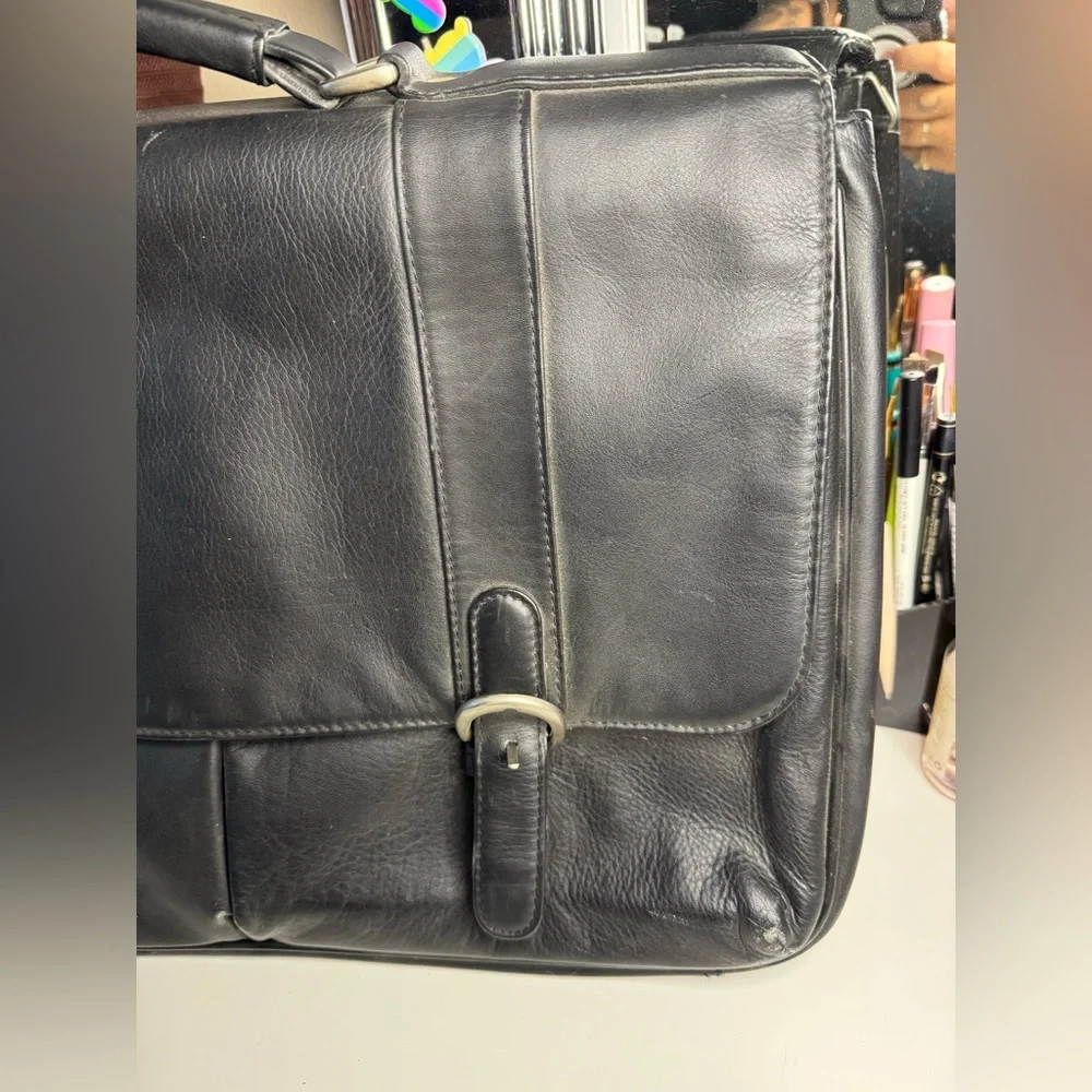 Vintage Genuine Leather Black Briefcase Black Leather